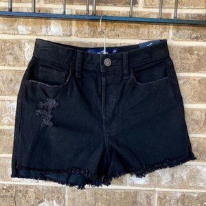 Hollister Ultra High-Rise Mom Black Denim Shorts Size 0/W24 NWT